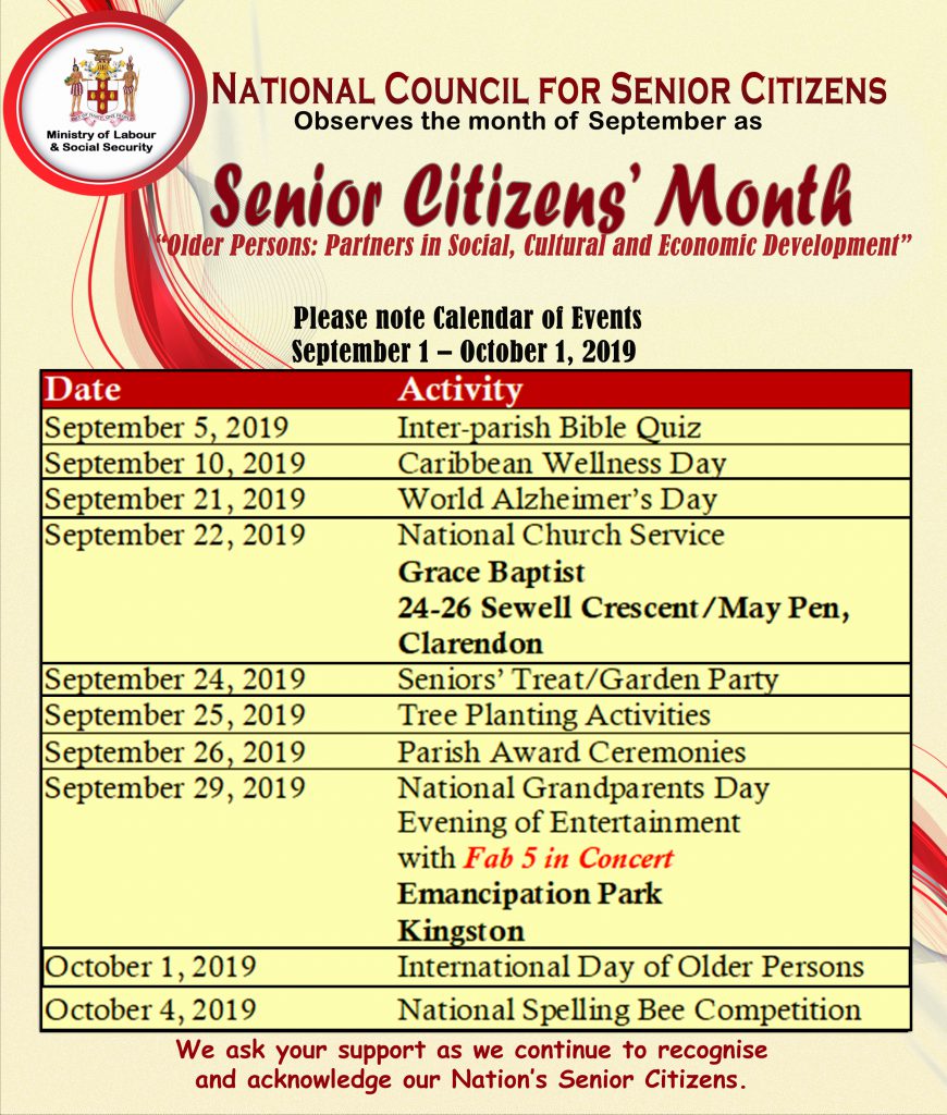 Senior Citizens' Month Calender of Events
